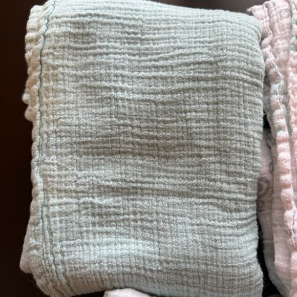 Aden + Anais Baby Muslin Swaddle Blanket Set Of Three In Mint Green White - Picture 2 of 7